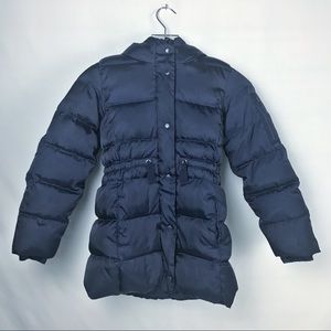 Gap Kids Dark Navy Blue Quilted Down Hooded Coat girls youth medium puffer